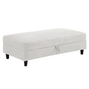 Avery Reversible White Corduroy Corner Sofa With Storage Chaise and Ottoman Bench