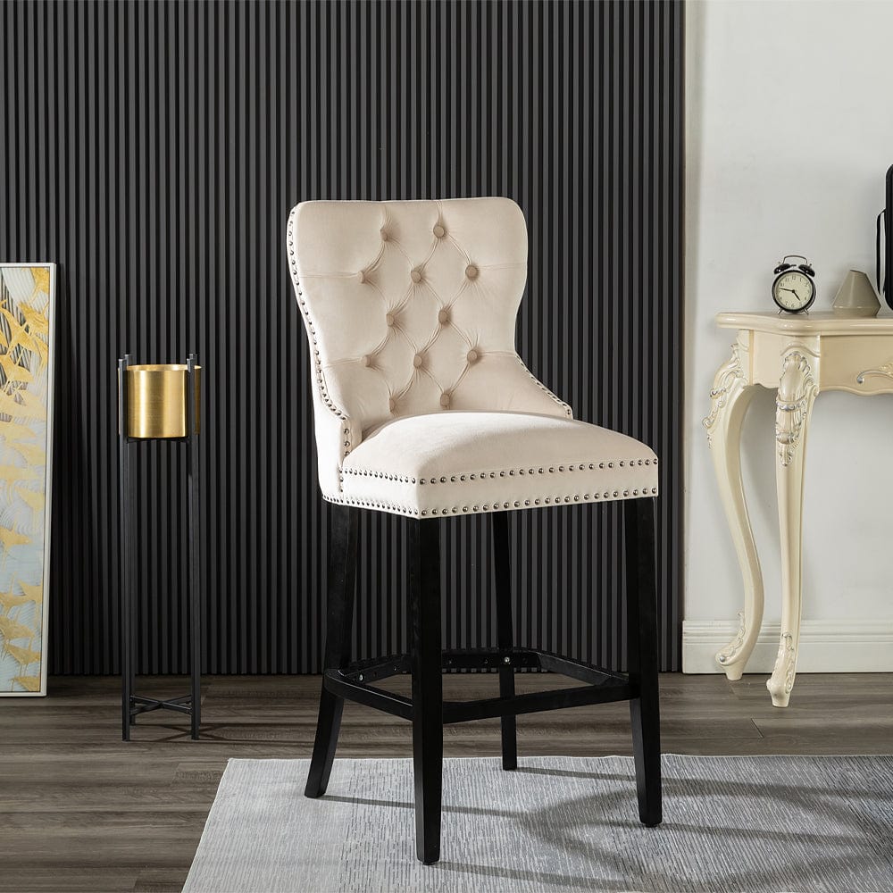 Avers Velvet Button Back Bar Stool Bar Chair