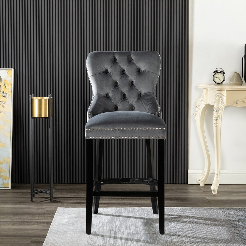 Button Back Stools Avers Velvet Button Back Bar Stool Bar Chair – Furniture Maxi