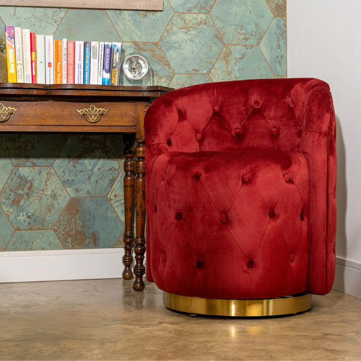 Avers Velvet Swivel Tub Chair Accent Armchair Leisure Ottoman