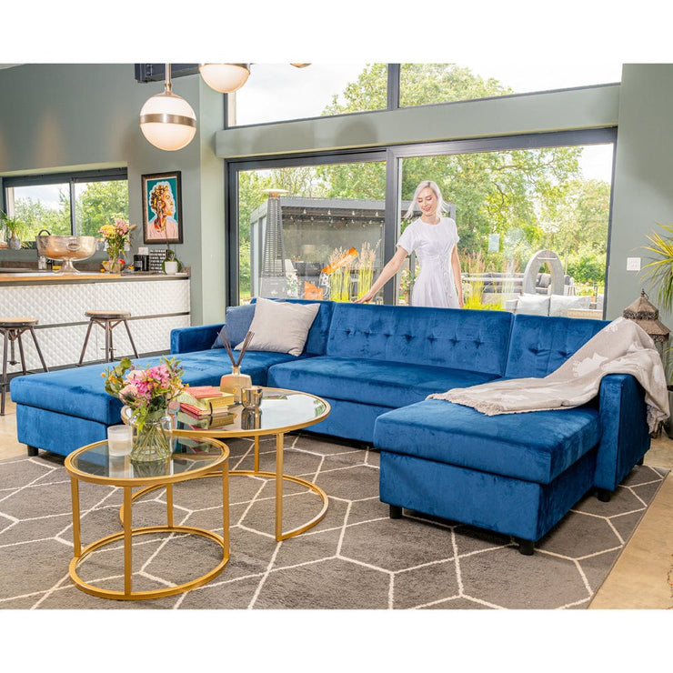 Peacock blue sectional shop sofa