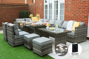 Barcelona 12 Seater Rattan Garden Furniture Dining Set with Extending Table
