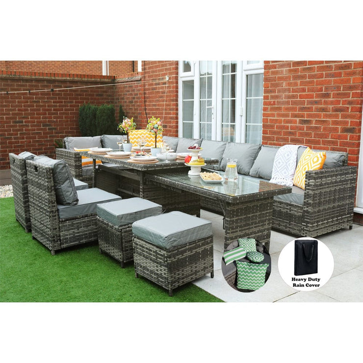 Barcelona 12 Seater Rattan Garden Furniture Dining Set with Extending Table