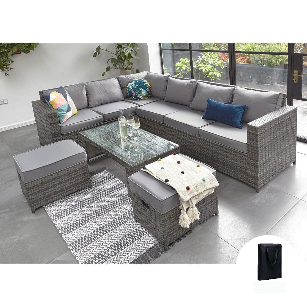 Barcelona Grey Modular 8 Seater Rattan Corner Sofa Set | Furniture
