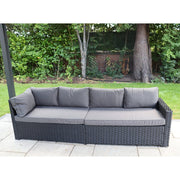 Barcelona Rattan Garden Furniture 9 Seater Corner Sofa Set with Fire pit Dining Table in Black Or Grey