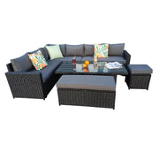 Monaco 9 Seater Rattan Garden Corner Sofa Dining Set with Rising Table