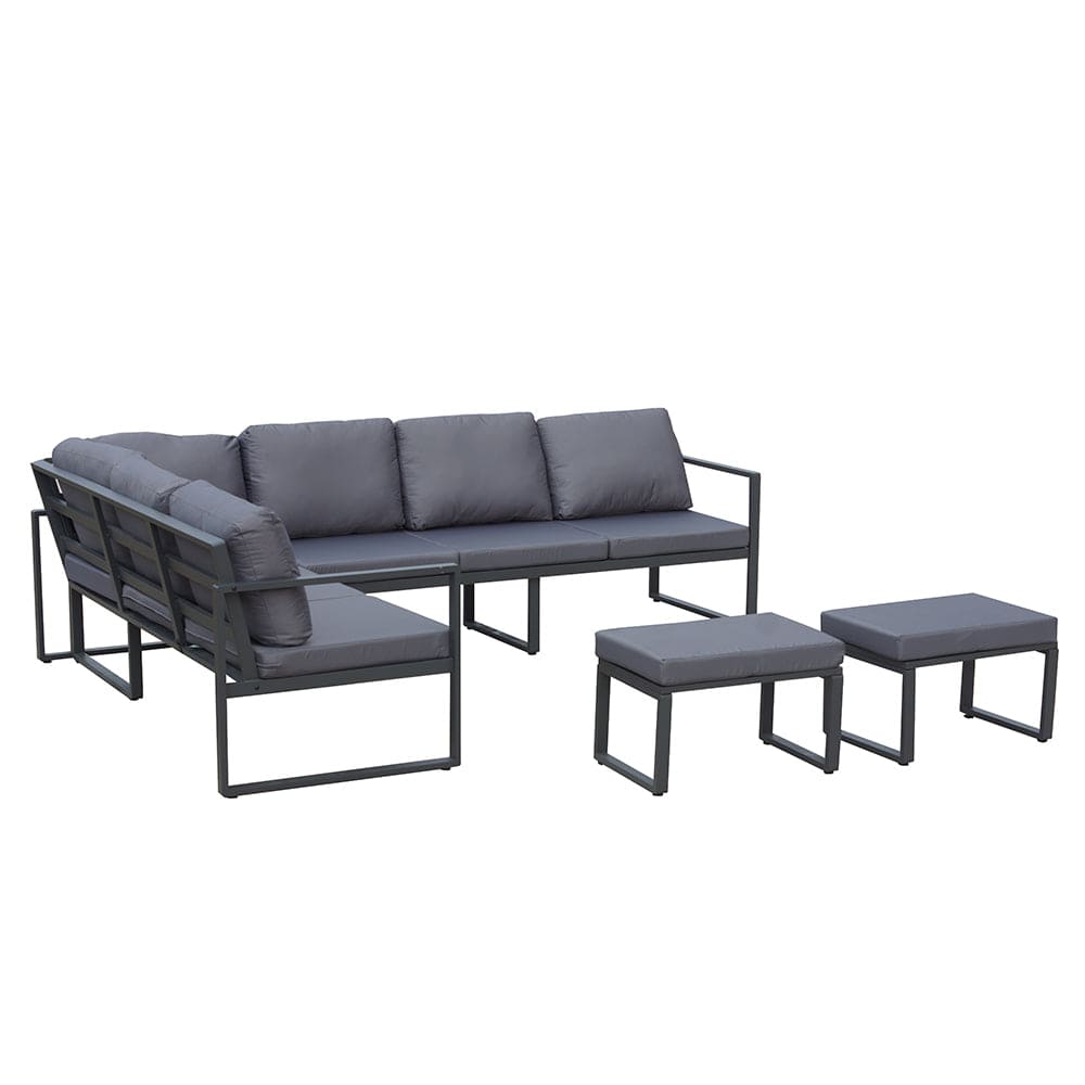Berlin 8-Seater Outdoor Steel Corner Dining Set With Fire Pit Table