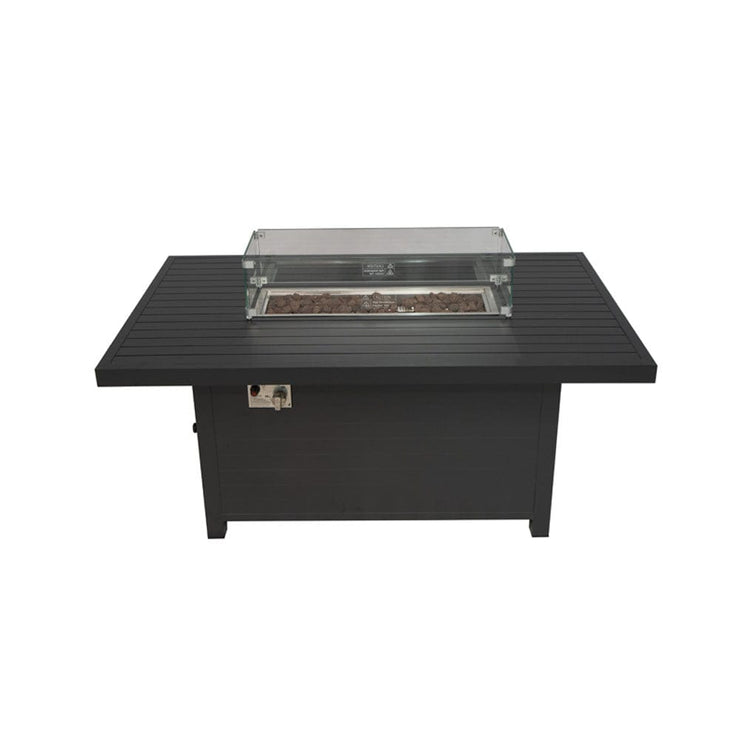 Berlin Large 9 seater Outdoor Fabric and Aluminium Corner Casual Dining Set with Firepit Table