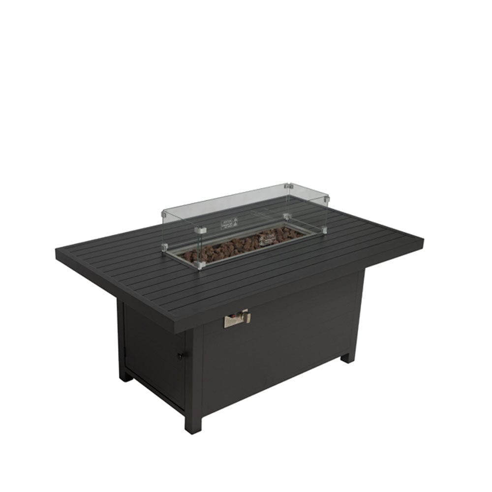 Berlin Large 9 seater Outdoor Fabric and Aluminium Corner Casual Dining Set with Firepit Table