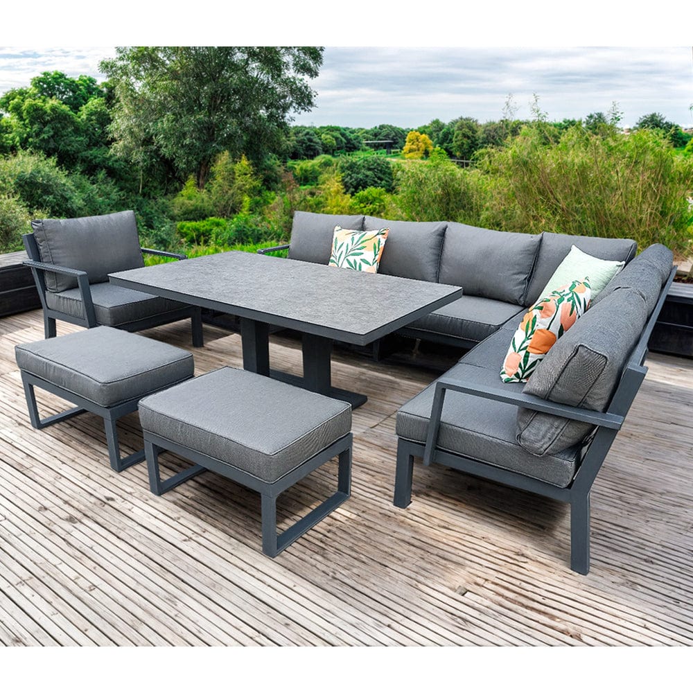 Outdoor Rising Table Berlin Outdoor Garden Aluminium 9 Seater Corner Sofa Rising Table Set ...