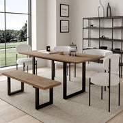 Belluno 180cm Extending Dining Table Set With 4 Boucle Chairs And Bench