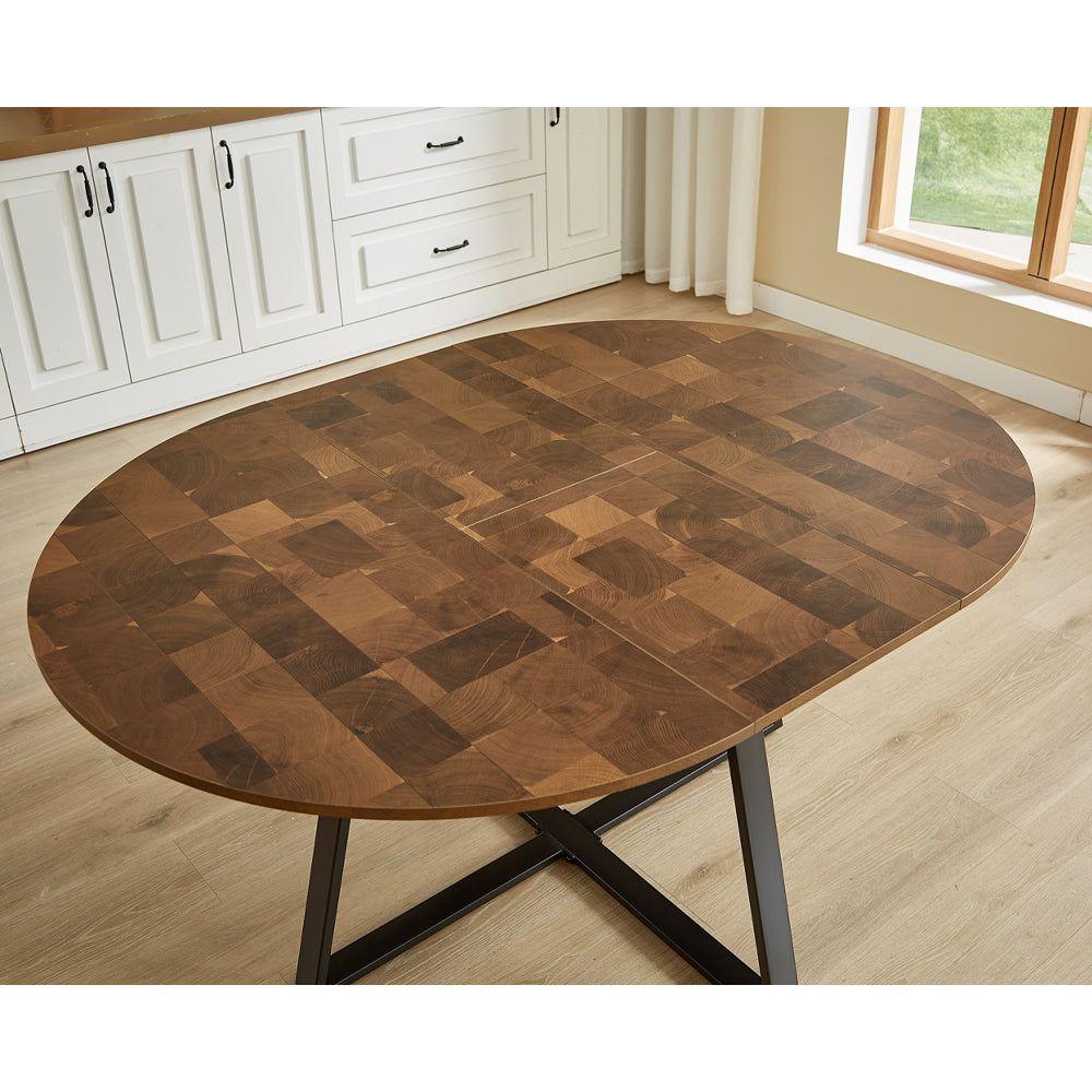 Belluno Industrial Style 160cm Round Extending Dining Table