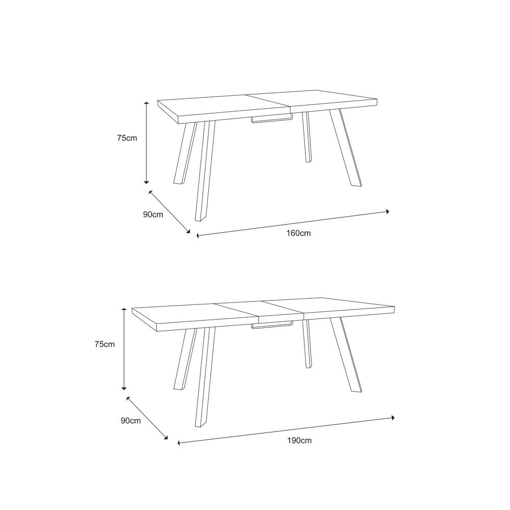 Belluno 160-190cm Extending Dining Table Set