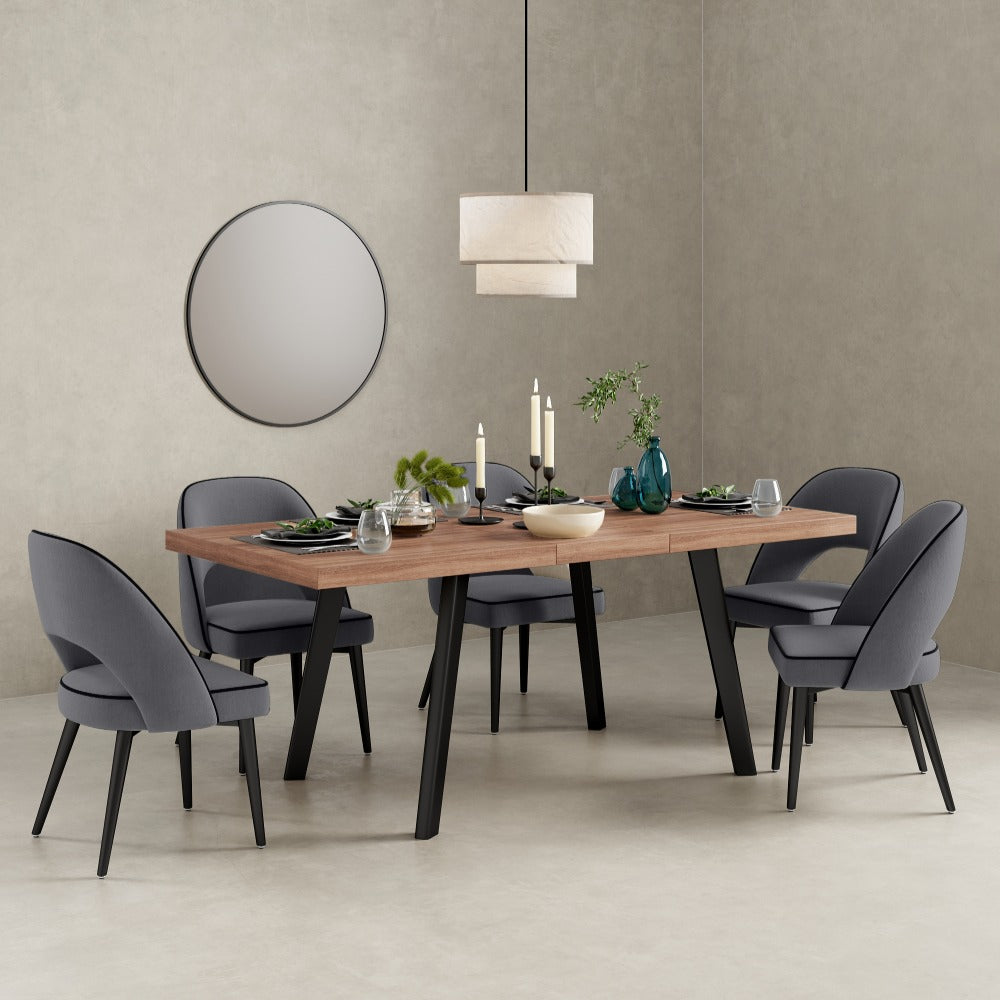 Belluno 4-6 Seater Oak 190CM Extending Dining Table With 4/6 Boucle Dining Chairs