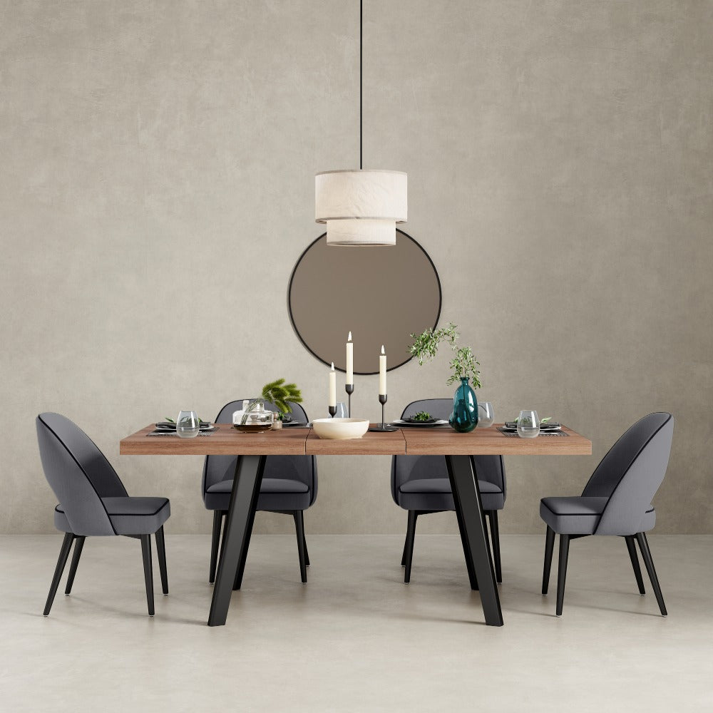 Belluno 4-6 Seater Oak 190CM Extending Dining Table With 4/6 Boucle Dining Chairs
