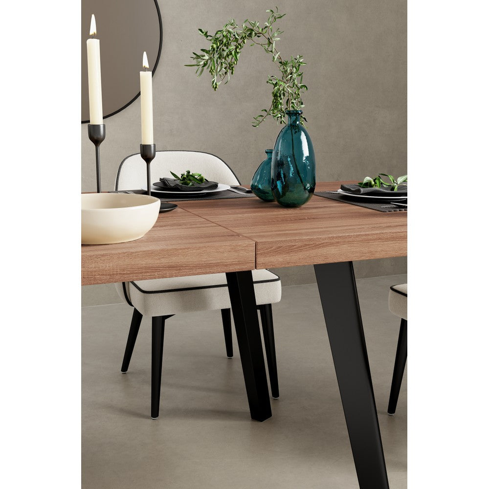 Belluno 4-6 Seater Oak 190CM Extending Dining Table With 4/6 Boucle Dining Chairs