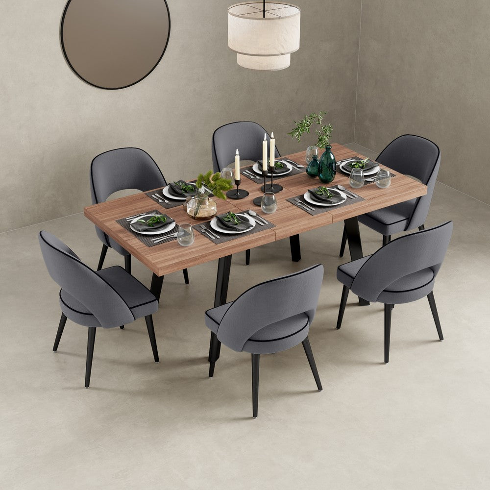 Belluno 4-6 Seater Oak 190CM Extending Dining Table With 4/6 Boucle Dining Chairs