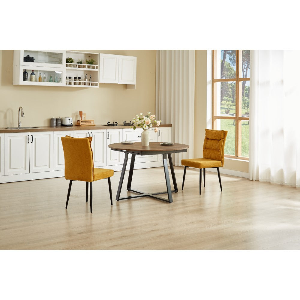 Belluno Industrial Style 160cm Round Extending Dining Table With 2/4 Dining Chairs