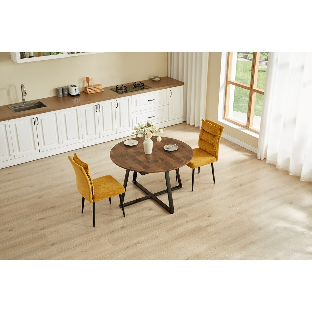 Belluno Industrial Style 160cm Round Extending Dining Table With 2/4 Dining Chairs