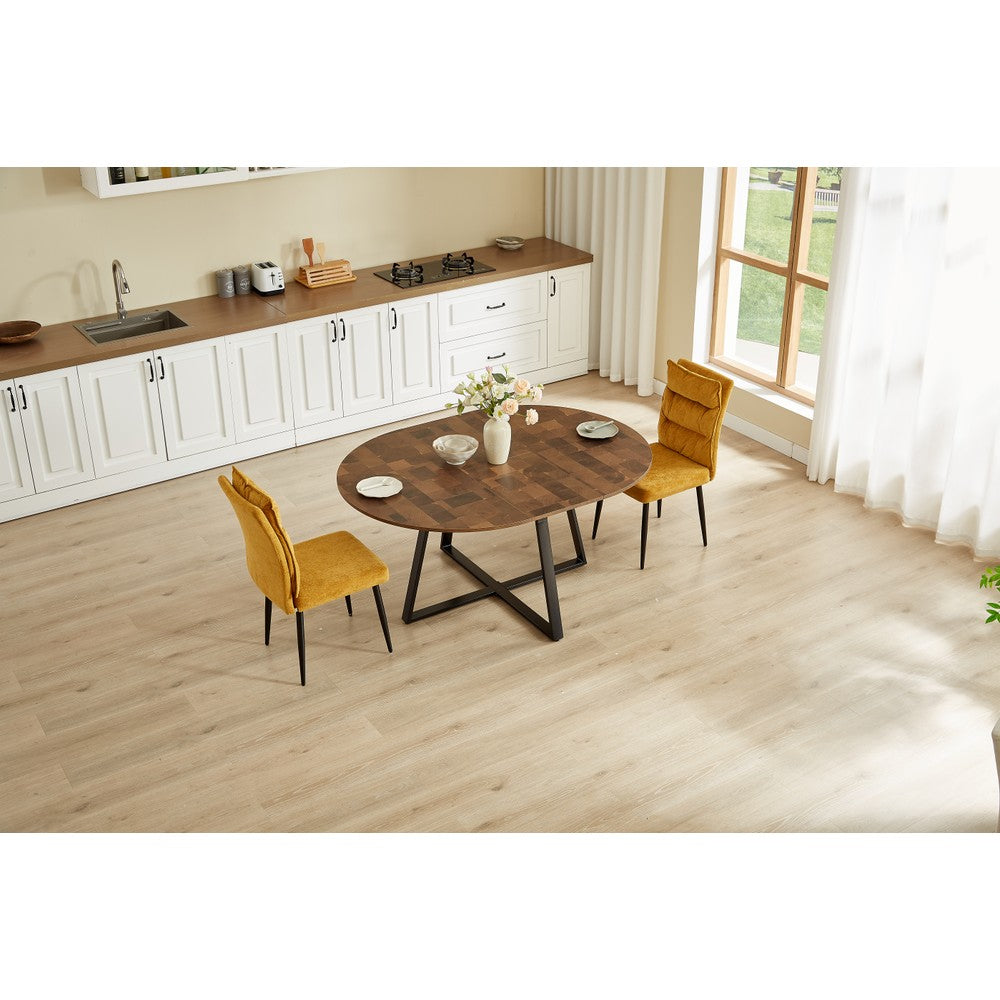 Belluno Industrial Style 160cm Round Extending Dining Table With 2/4 Dining Chairs