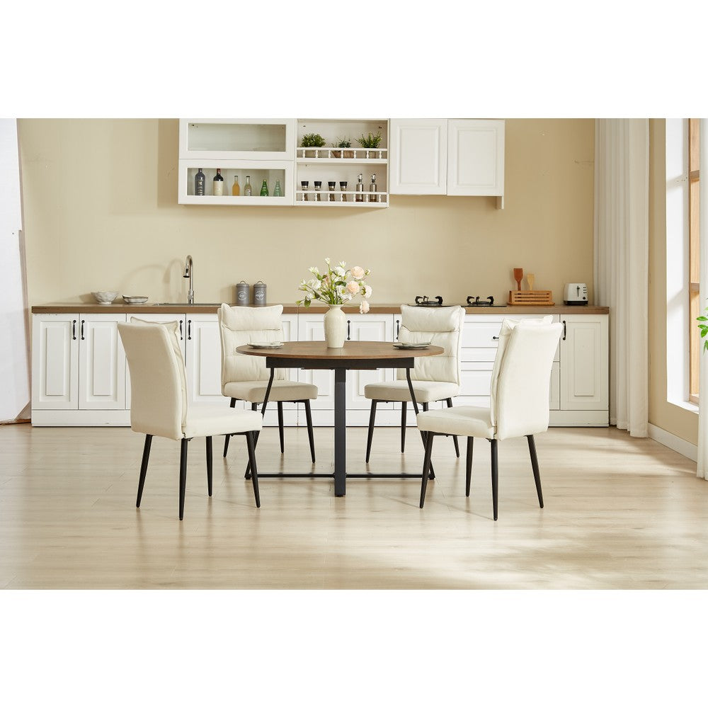 Belluno Industrial Style 160cm Round Extending Dining Table With 2/4 Dining Chairs