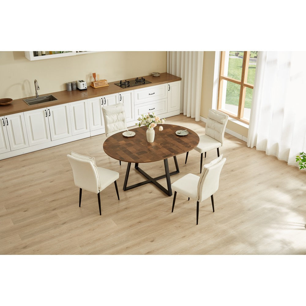 Belluno Industrial Style 160cm Round Extending Dining Table With 2/4 Dining Chairs