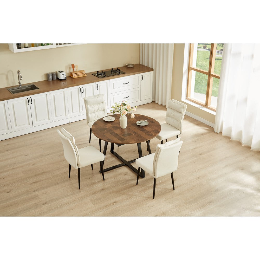 Belluno Industrial Style 160cm Round Extending Dining Table With 2/4 Dining Chairs