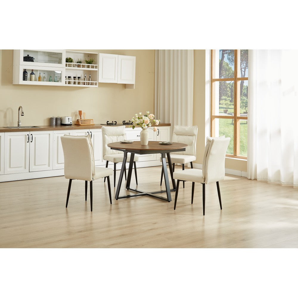 Belluno Industrial Style 160cm Round Extending Dining Table With 2/4 Dining Chairs
