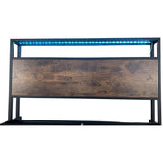 Belluno Industrial Style Industrial Metal Bed Frame with 4 Drawers and LED Light Head Board and Charging Ports