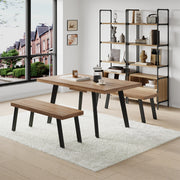 Belluno 160-190cm Extendable Dining Table Set with 2 Wood Benches