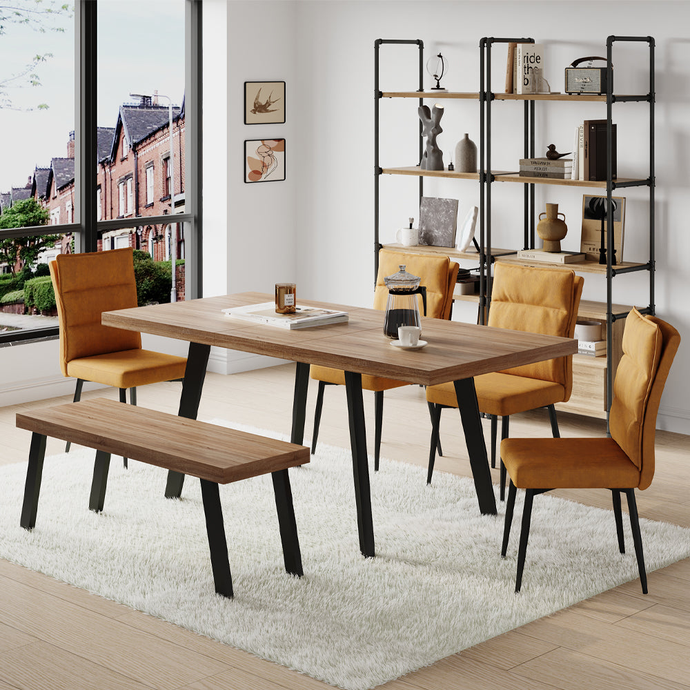 Belluno 160-190cm Extending Dining Table Set With 4 Chairs And Bench