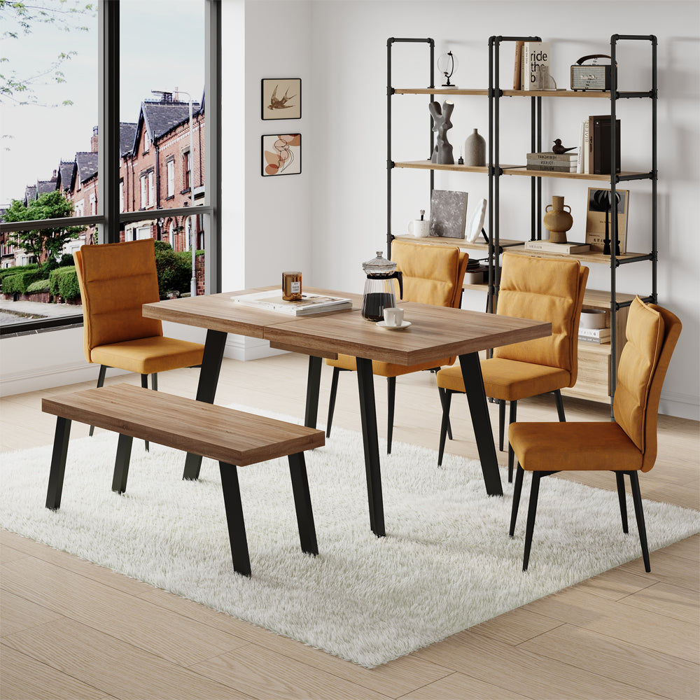 Belluno 160-190cm Extending Dining Table Set With 4 Chairs And Bench