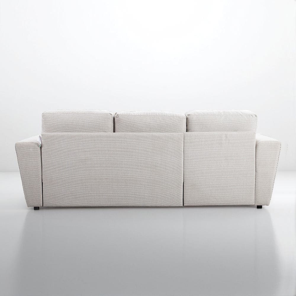 Linen 3 Seater Corner Sofa Bed Reversible Ottoman Chaise Sofa With Cupholder and Wireless Charger