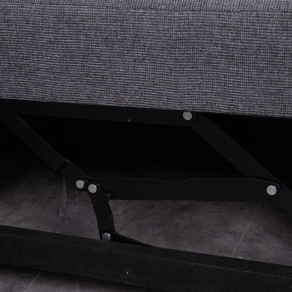 Linen 3 Seater Corner Sofa Bed Reversible Ottoman Chaise Sofa With Cupholder and Wireless Charger