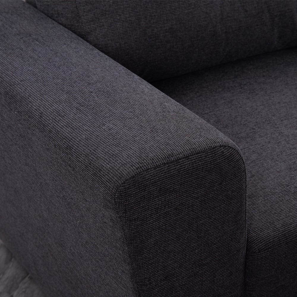 Linen 3 Seater Corner Sofa Bed Reversible Ottoman Chaise Sofa With Cupholder and Wireless Charger