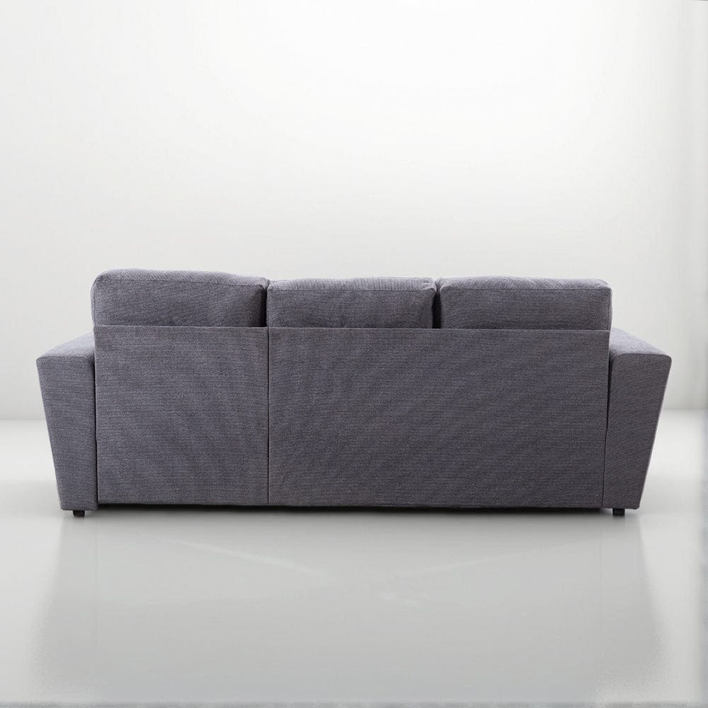 Linen 3 Seater Corner Sofa Bed Reversible Ottoman Chaise Sofa With Cupholder and Wireless Charger