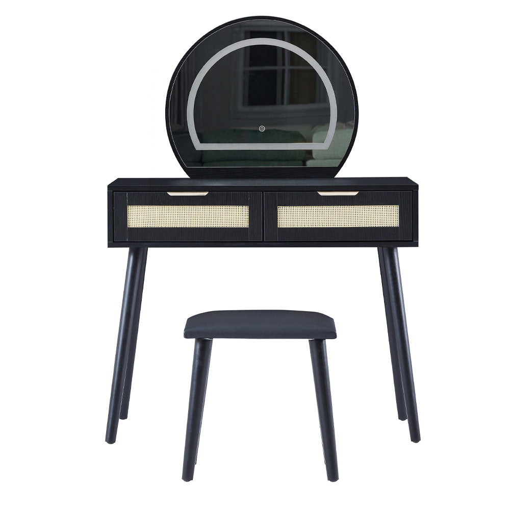 Boho Dressing Table and Stool Set With Led Mirror