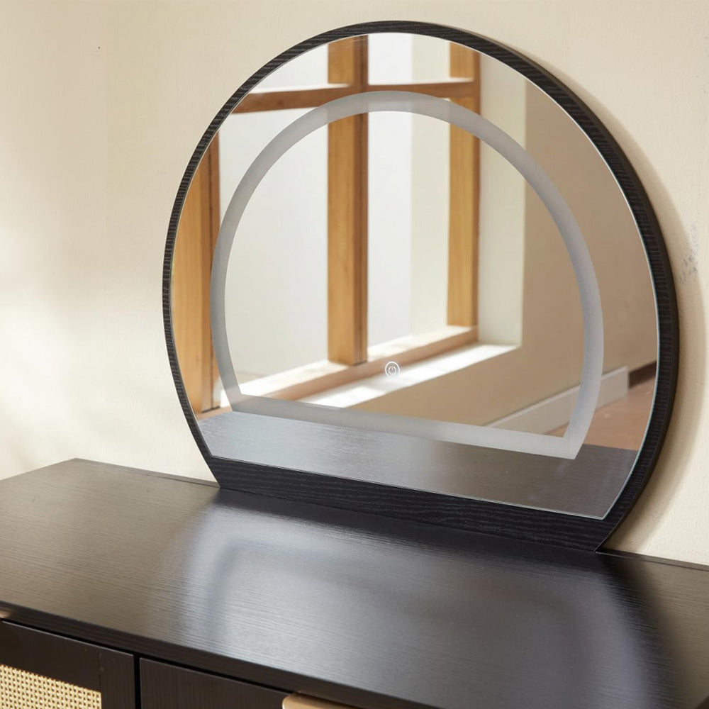 Boho Dressing Table and Stool Set With Led Mirror