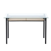 Boho 120CM Glass Top Rattan Dining Table With Shelf