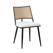 Set of 2 Boho Boucle Rattan Dining Chairs