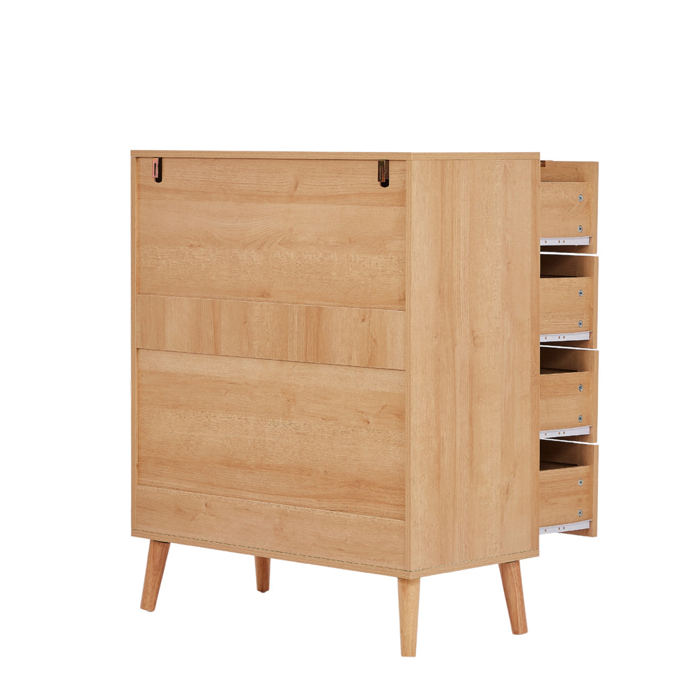 Boho 3+2 Drawers Chest Rattan Decorated Storage Cabinet