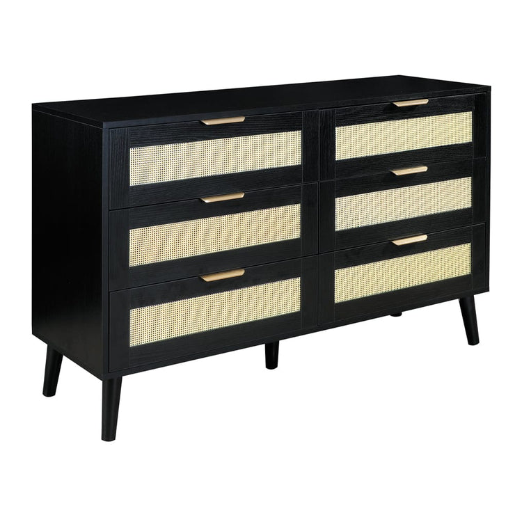 Boho 6 Drawers Chest Rattan Decorated Storage TV Cabinet