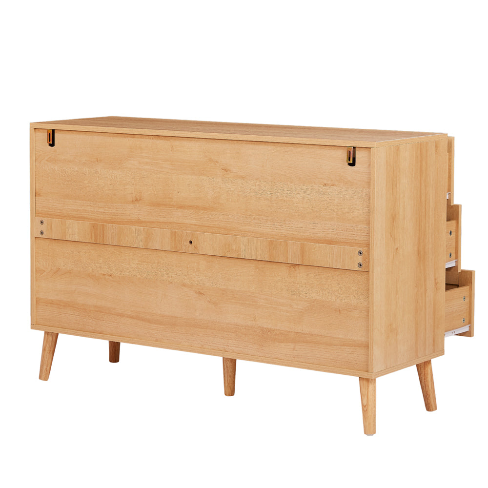 Boho 6 Drawers Chest Rattan Decorated Storage TV Cabinet