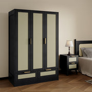 Boho 4 Piece Rattan Bedroom Wardrobe Set With Chest Drawer And Bedside Table