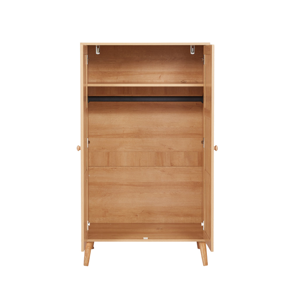 Boho 2 Door Rattan Decorated Wardrobe