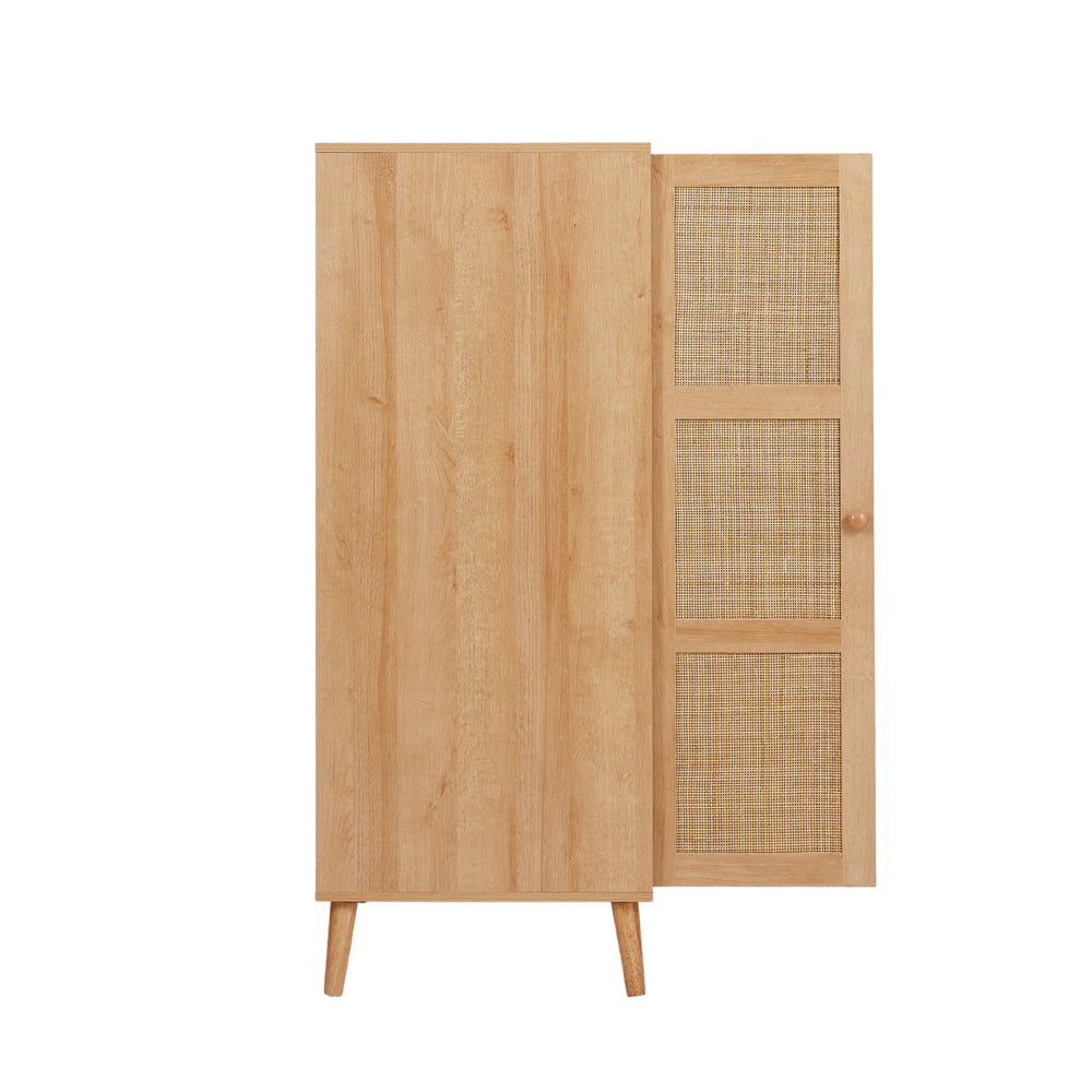 Boho 2 Door Rattan Decorated Wardrobe