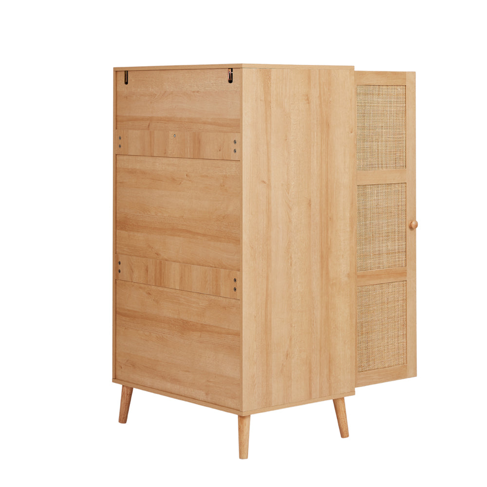 Boho 2 Door Rattan Decorated Wardrobe