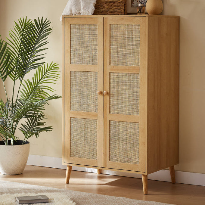 Boho 2 Door Rattan Decorated Wardrobe