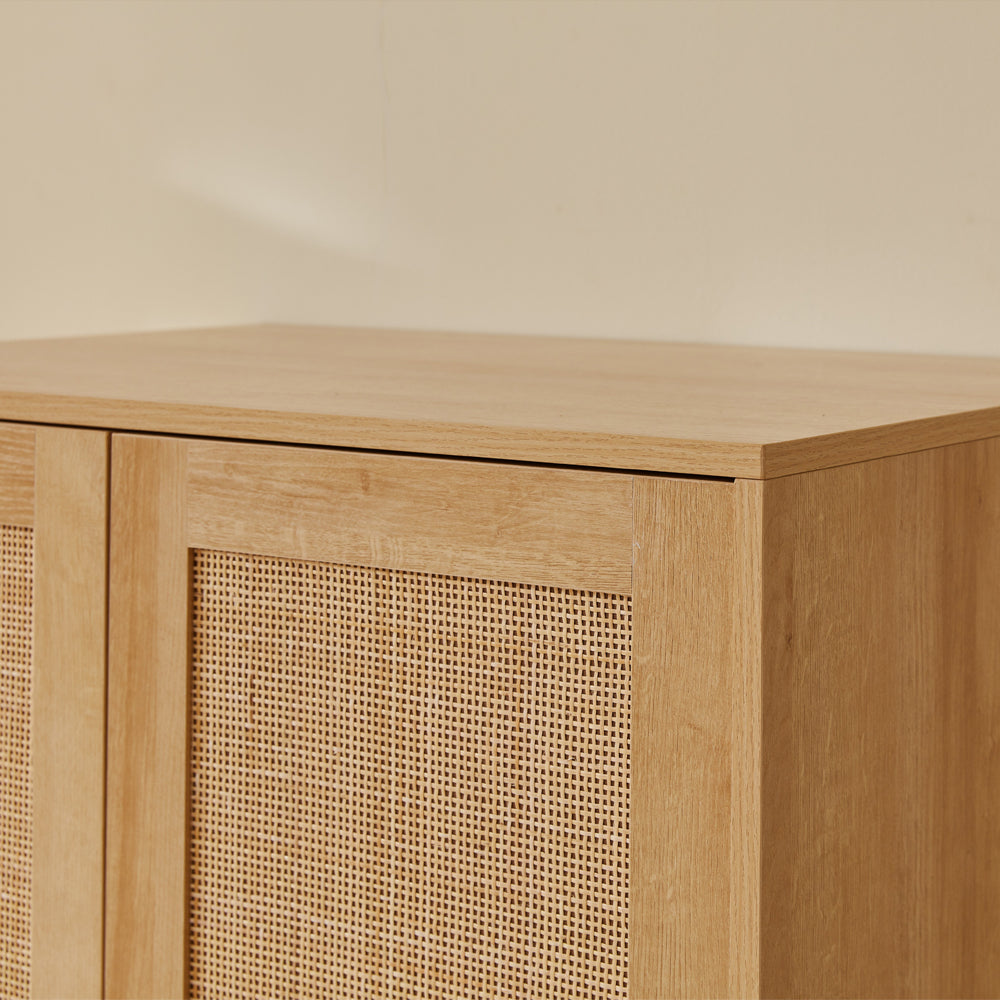 Boho 5‑Piece Rattan Bedroom Wardrobe Set with Chests and Bedside Cabinets