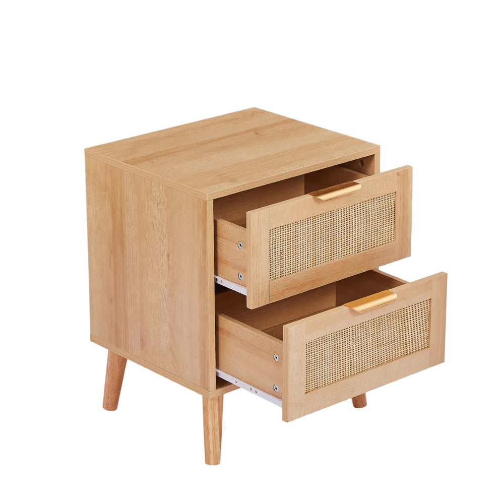 Nature Boho 4-Piece Rattan Bedroom Wardrobe Set With Chests and Bedside Cabinets